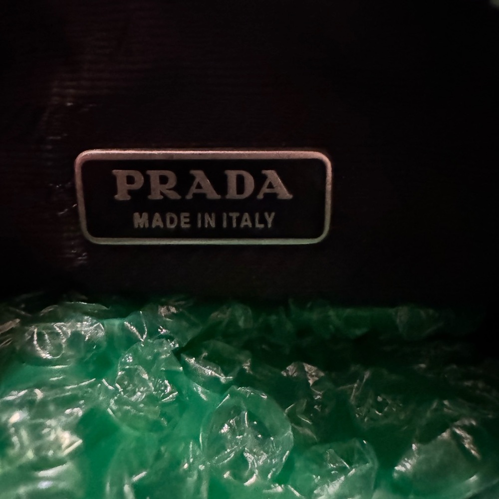 Prada Black Nylon Cosmetic Wrist Pouch with Silver Triangle Logo - Picture 4 of 4